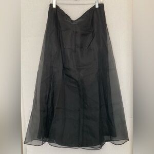 Eileen Fisher EUC Size Medium Organza Silk Midi Skirt in Black